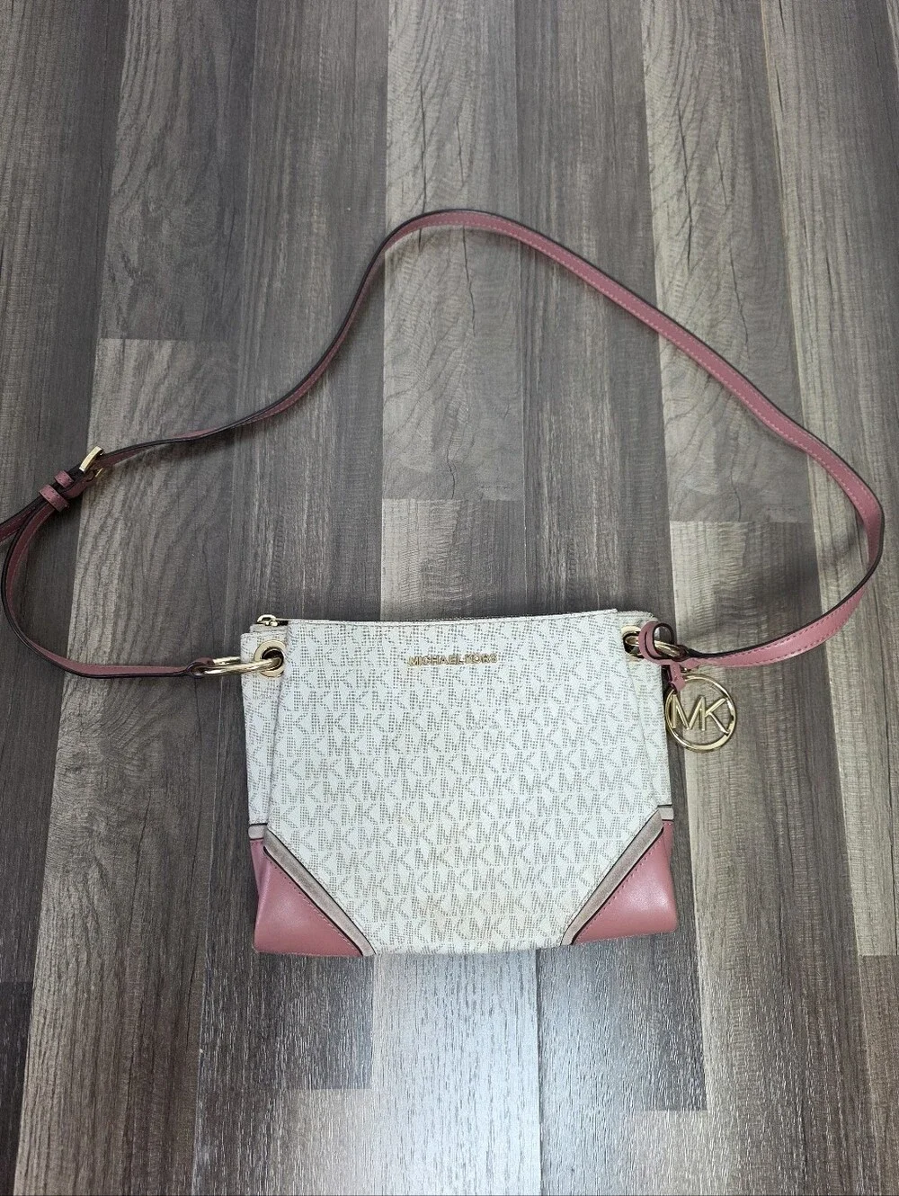 Michael Kors Nicole Triple Compartment Crossbody Bag Vanilla Pink Soft Girl Chic
